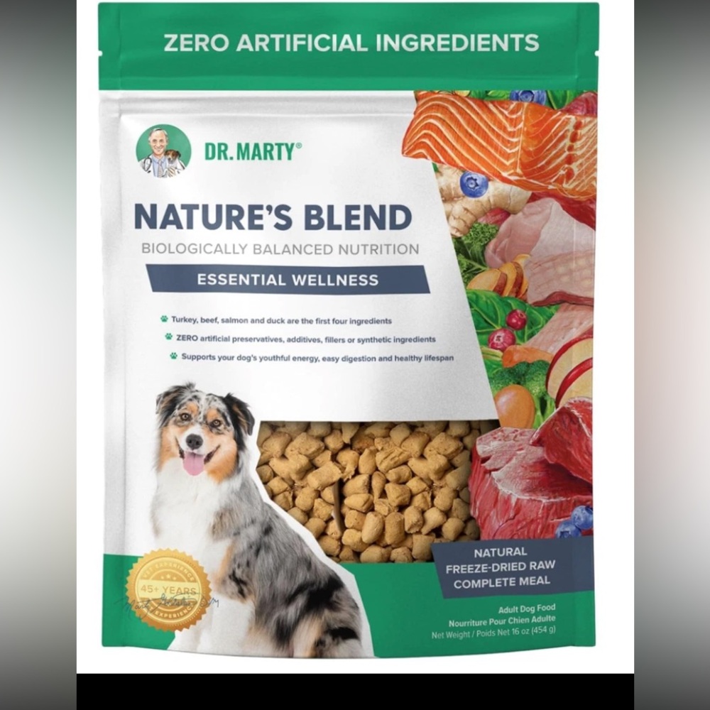 Dr Marty Nature’s Blend Essential Wellness Freeze-Dried Dog Food 16 oz bags